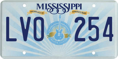 MS license plate LVO254
