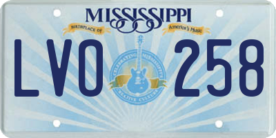 MS license plate LVO258