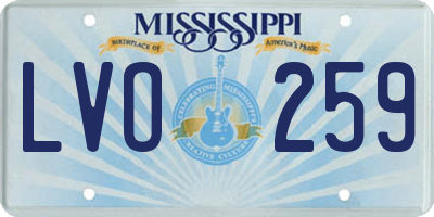 MS license plate LVO259