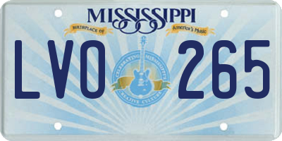 MS license plate LVO265