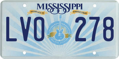 MS license plate LVO278