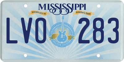 MS license plate LVO283