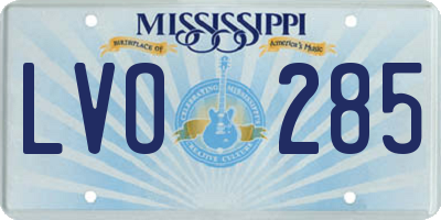 MS license plate LVO285