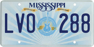 MS license plate LVO288