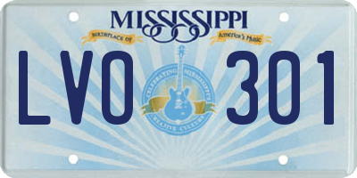 MS license plate LVO301