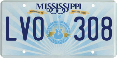 MS license plate LVO308