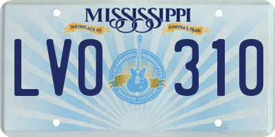 MS license plate LVO310