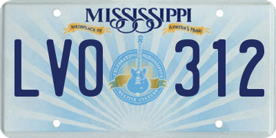MS license plate LVO312
