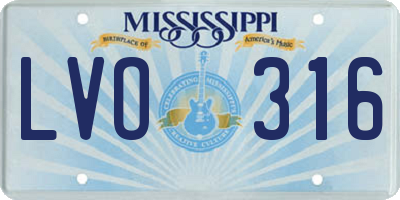 MS license plate LVO316