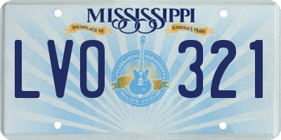MS license plate LVO321