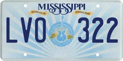 MS license plate LVO322