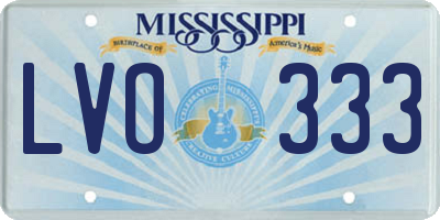 MS license plate LVO333