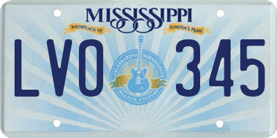 MS license plate LVO345