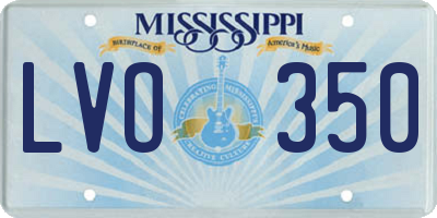 MS license plate LVO350