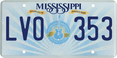 MS license plate LVO353