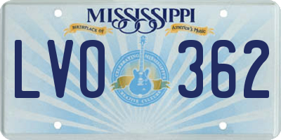 MS license plate LVO362