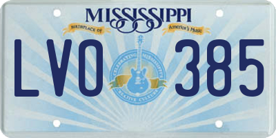 MS license plate LVO385