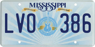 MS license plate LVO386