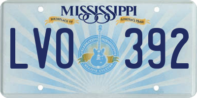 MS license plate LVO392