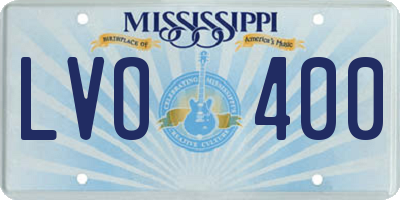 MS license plate LVO400