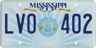 MS license plate LVO402