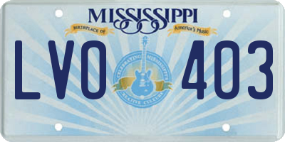 MS license plate LVO403