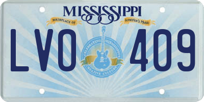 MS license plate LVO409