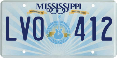 MS license plate LVO412