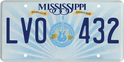 MS license plate LVO432