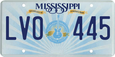 MS license plate LVO445