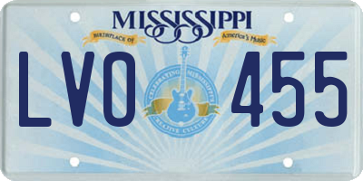 MS license plate LVO455