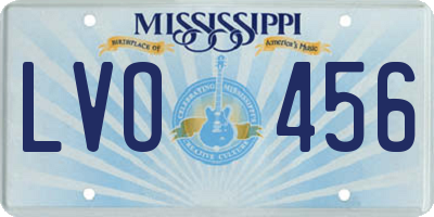 MS license plate LVO456