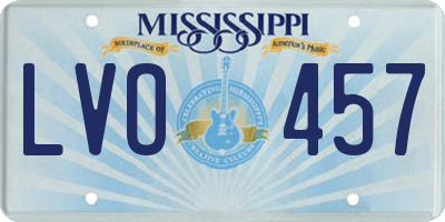 MS license plate LVO457