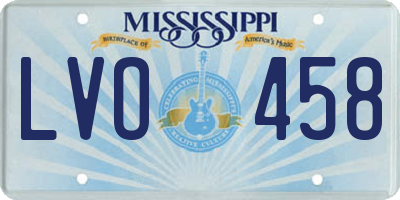 MS license plate LVO458