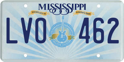 MS license plate LVO462