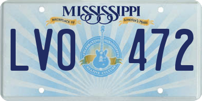MS license plate LVO472