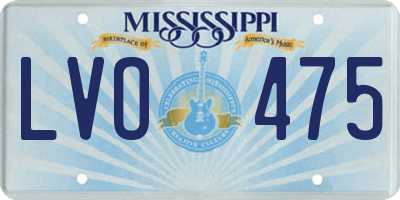 MS license plate LVO475