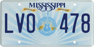 MS license plate LVO478