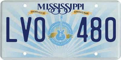 MS license plate LVO480