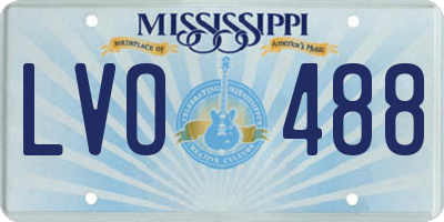 MS license plate LVO488