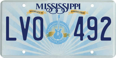 MS license plate LVO492