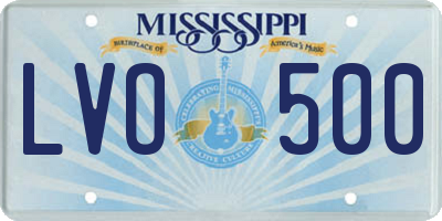 MS license plate LVO500