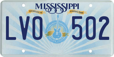 MS license plate LVO502