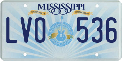 MS license plate LVO536