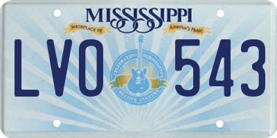 MS license plate LVO543