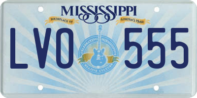 MS license plate LVO555