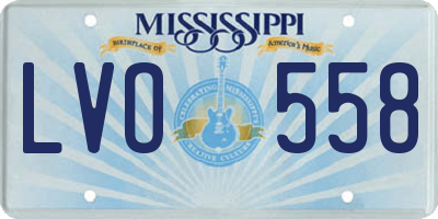 MS license plate LVO558