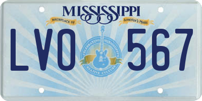 MS license plate LVO567