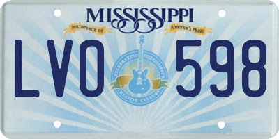 MS license plate LVO598