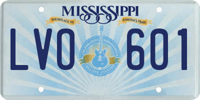MS license plate LVO601